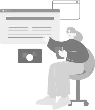 Développeur effectuant une analyse de page Web  Illustration