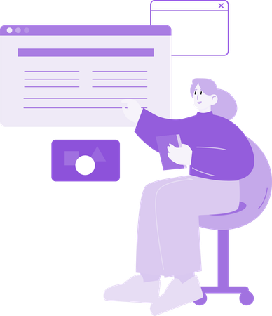 Développeur effectuant une analyse de page Web  Illustration