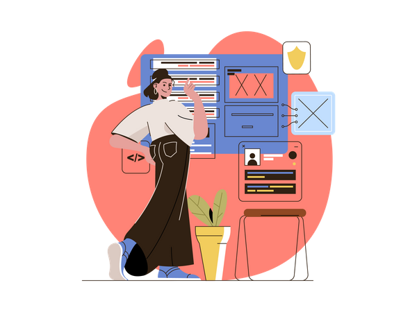 Développeur front-end effectuant du codage  Illustration