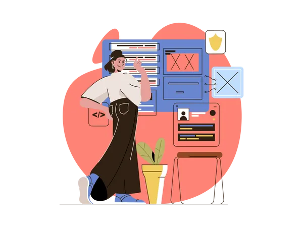 Développeur front-end effectuant du codage  Illustration