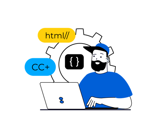 Développeur front-end masculin  Illustration