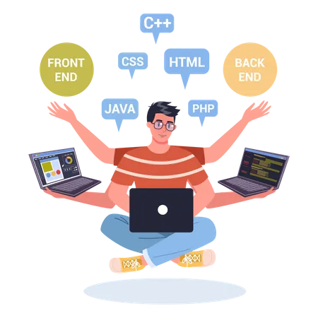 Développeur full stack travaillant sur un projet  Illustration