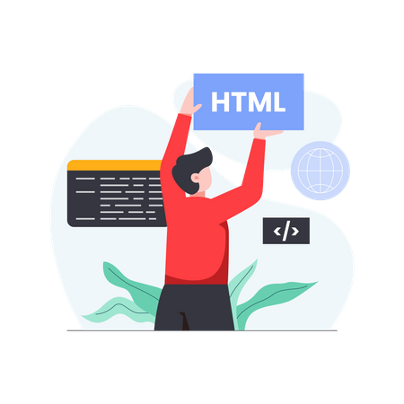 Développeur HTML masculin  Illustration