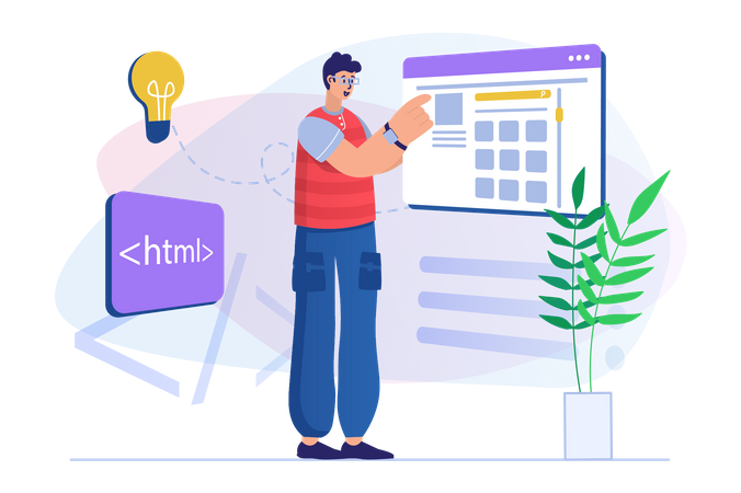 Développeur HTML masculin  Illustration