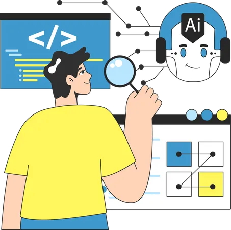 Développeur résolvant un bug du modèle d'IA  Illustration