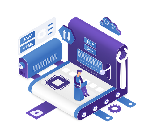 Développeur travaillant sur le code  Illustration