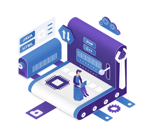 Développeur travaillant sur le code  Illustration