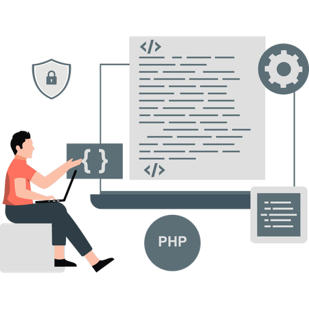 Développeur travaillant sur de nouveaux langages de programmation  Illustration