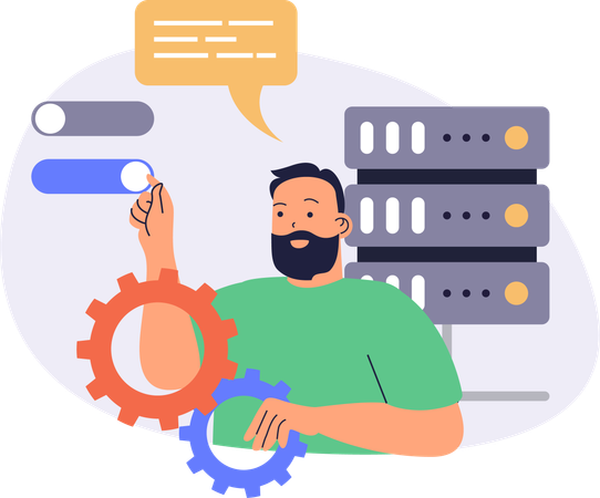 Développeur travaillant sur la maintenance du serveur  Illustration