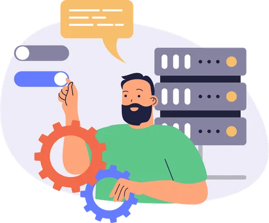 Développeur travaillant sur la maintenance du serveur  Illustration