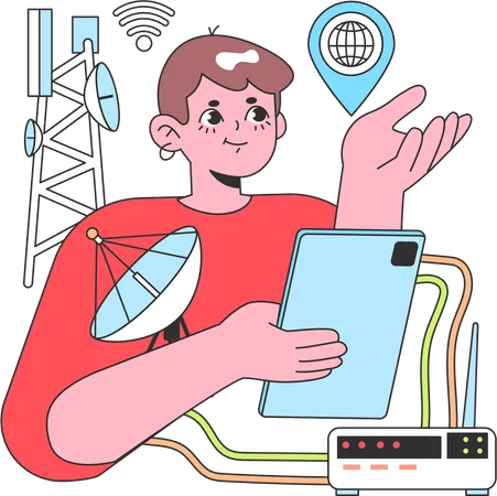 Développeur travaillant sur un problème de réseau  Illustration