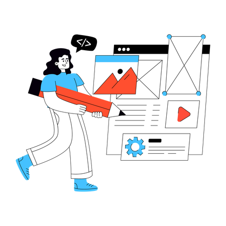 Le développeur travaille sur la conception Web  Illustration