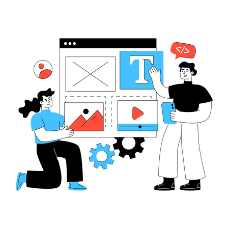 Le développeur travaille sur la gestion de contenu  Illustration