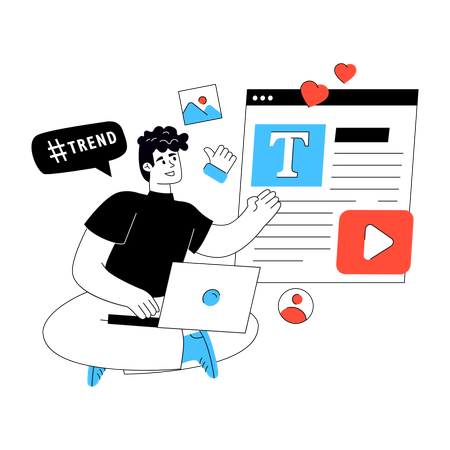 Le développeur travaille sur le texte Web  Illustration