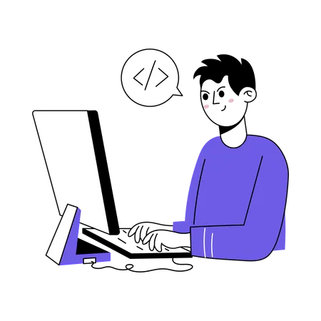 Le développeur travaille très dur pour terminer le projet  Illustration