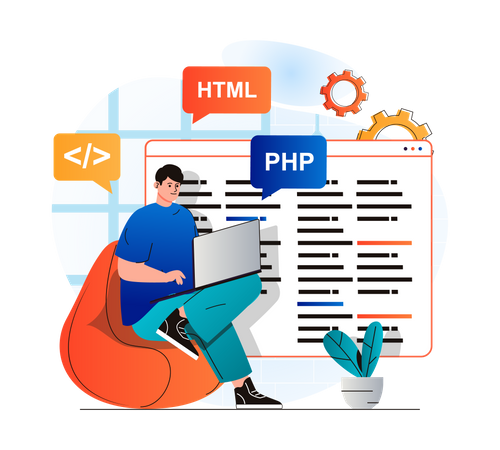 Développeur web masculin  Illustration
