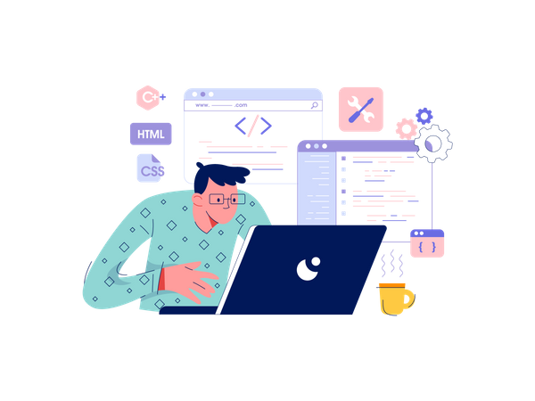 Développeur web masculin  Illustration
