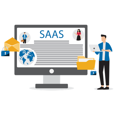 Développeurs concevant des logiciels SaaS en tant que service  Illustration