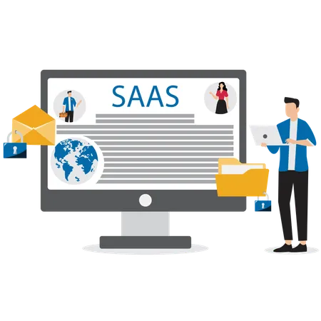 Développeurs concevant des logiciels SaaS en tant que service  Illustration