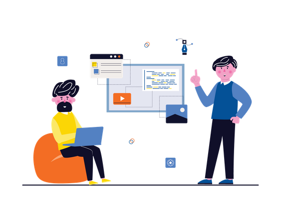Développeurs Web travaillant sur le projet  Illustration