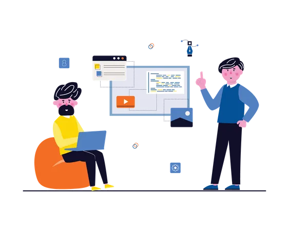 Développeurs Web travaillant sur le projet  Illustration