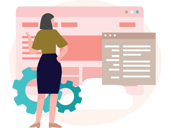 Développeuse travaillant sur un site Web  Illustration