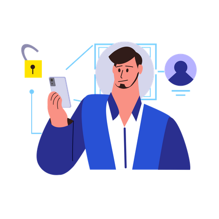 Déverrouiller le téléphone à l'aide de la reconnaissance faciale  Illustration