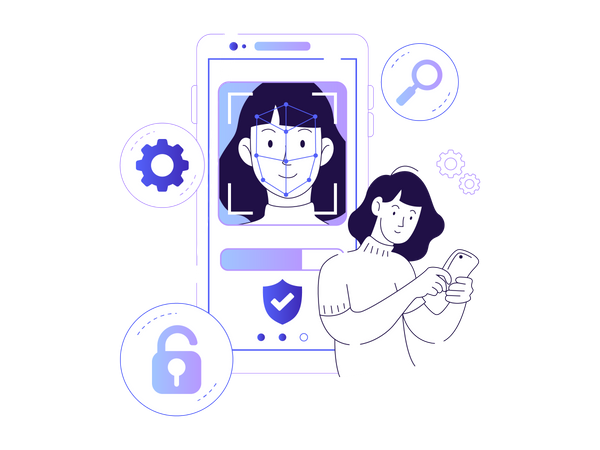 Déverrouiller le téléphone à l'aide de la reconnaissance faciale  Illustration
