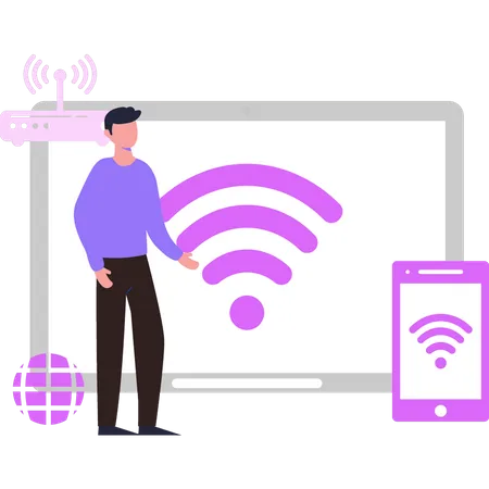 Devices Are Connected To Wi Fi Illustration