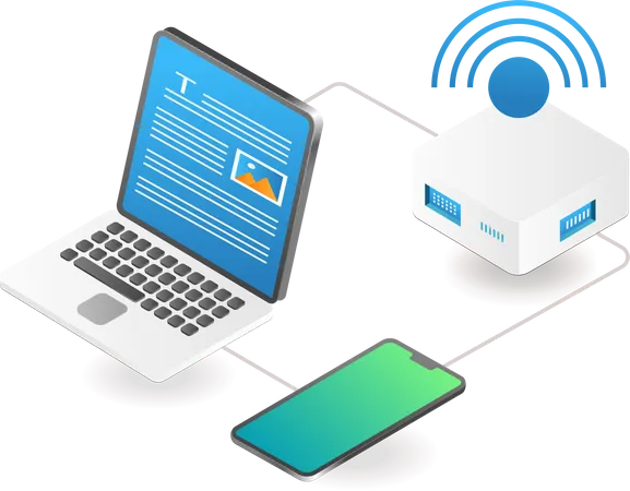 Devices connected to wifi router  Illustration