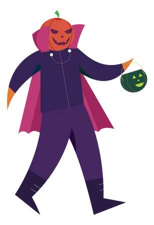 Devil holding pumpkin  Illustration