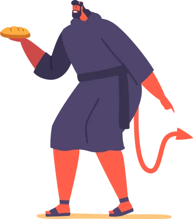 Devil With Bread in Hands  Illustration