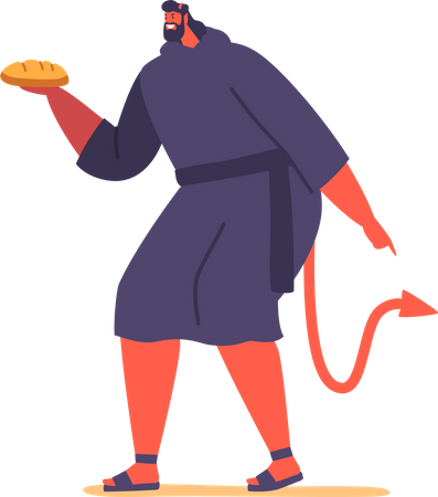 Devil With Bread in Hands  Illustration