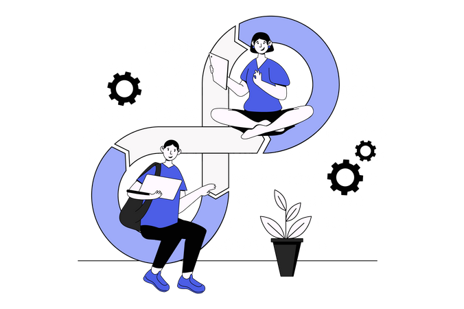 Devops creating software  Illustration