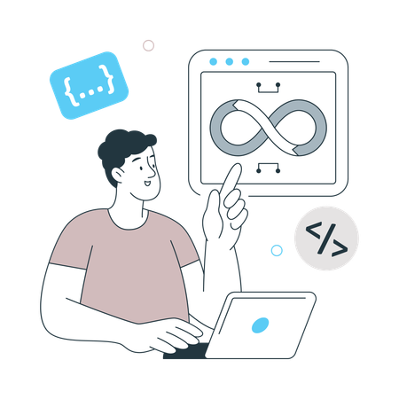 Devops Engineer showing development presentation  Illustration
