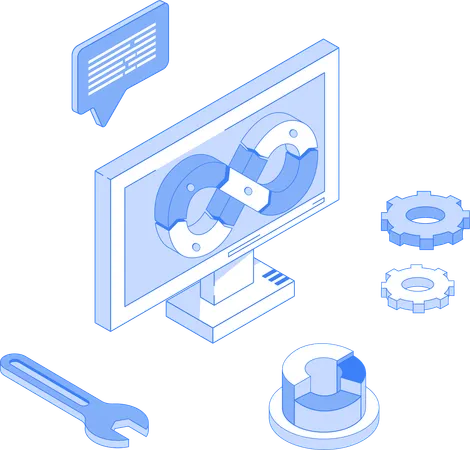 DevOps service and analysis  Illustration