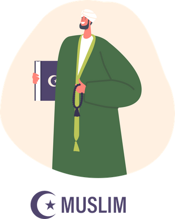 Devout muslim clergy member  Illustration