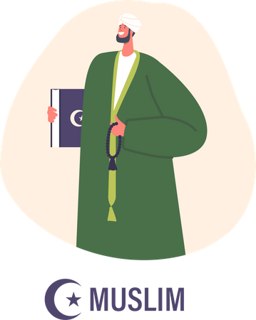 Devout muslim clergy member  Illustration