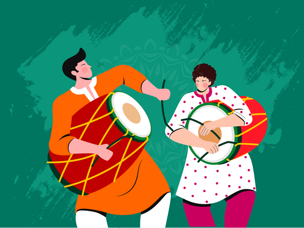 Dholiya jouant du dhol  Illustration