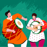 illustration for playing dhol