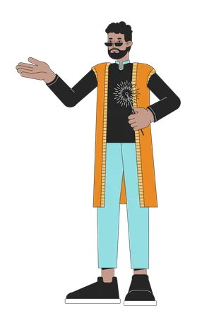 Dhoti kurta guy with bengal light  Illustration