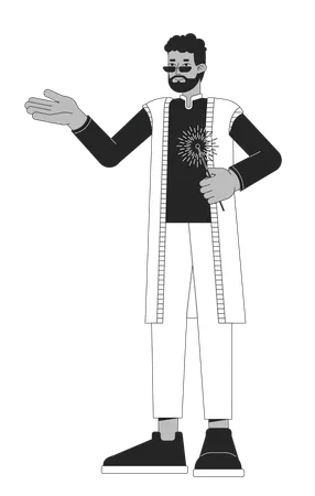 Dhoti kurta guy with bengal light  Illustration