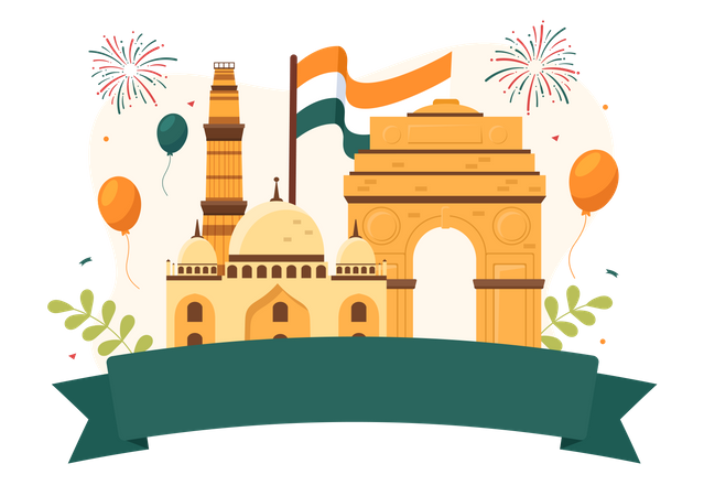 Dia da Independência da Índia  Ilustração