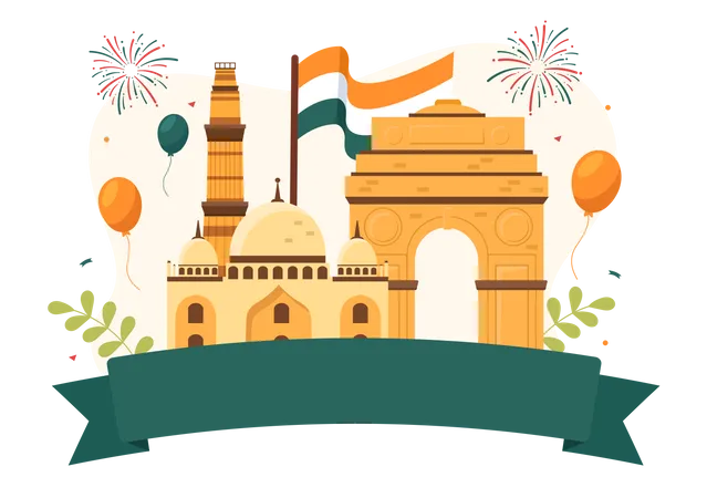 Dia da Independência da Índia  Ilustração