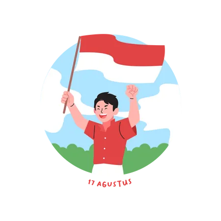 Ilustracoes Do Dia Da Independencia Da Indonesia Ilustração