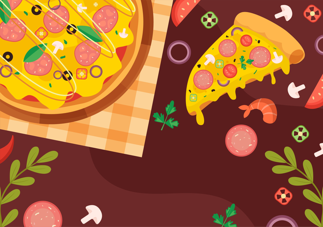 Dia da pizza  Ilustração