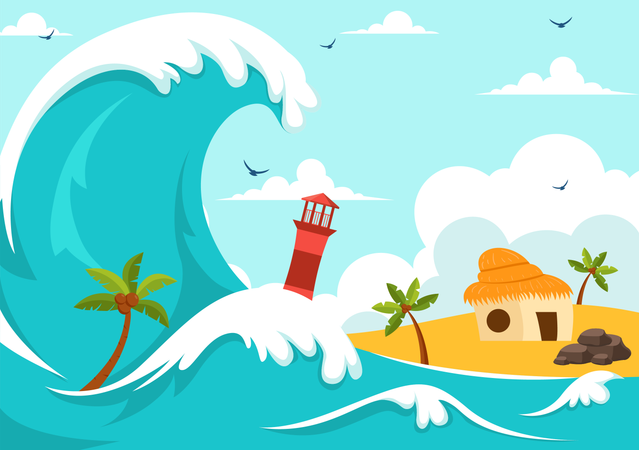 Dia de conscientização sobre tsunami  Ilustração