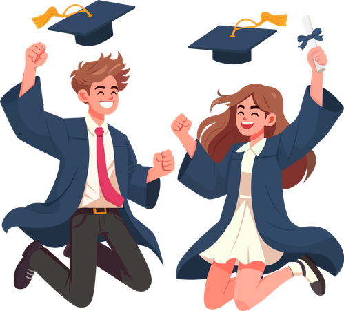 Día de graduación lleno de triunfos y nuevos comienzos.  Ilustración