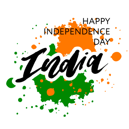 Día de la Independencia de la India 15 de agosto Caligrafía de letras  Ilustración