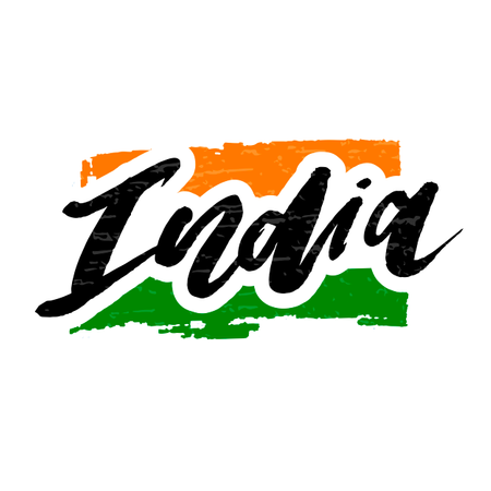 Día de la Independencia de la India 15 de agosto Caligrafía de letras  Ilustración